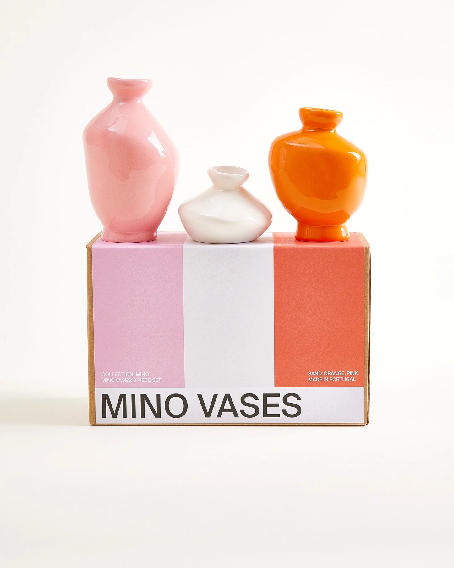 Mino - Set of 3 vases sand orange pink